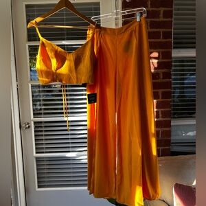Lulu’s two piece Jumpsuit in Marigold yellow